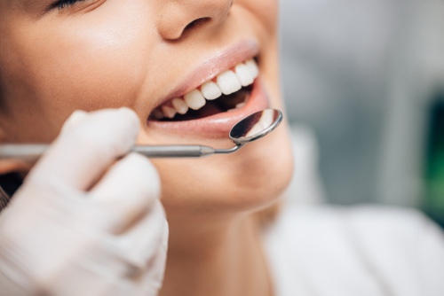 woman getting a dental exam