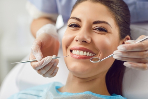 happy woman at a dental visit