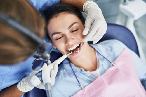 woman getting a dental clean